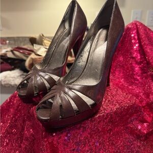 Chic Brown Peep-Toe Heels